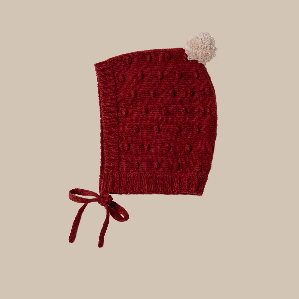POM POM BONNET/RED