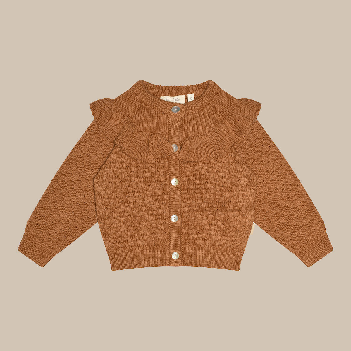 Cardigan Shoulder Frill/Caramel