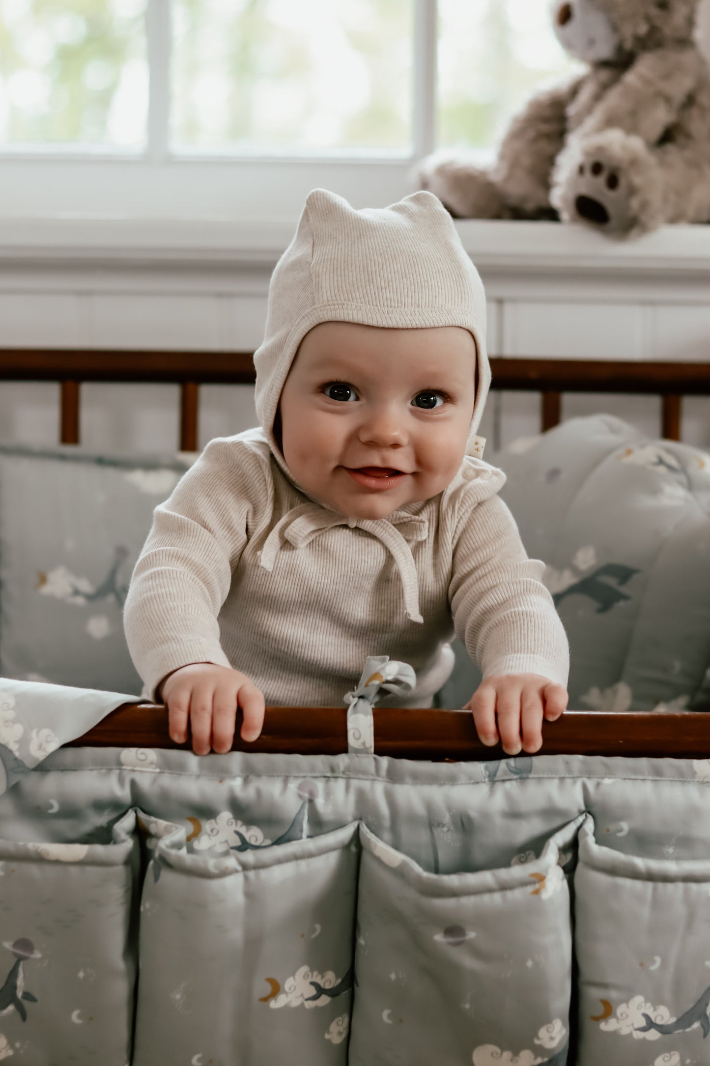 Canna baby bonnet/Light brown melange