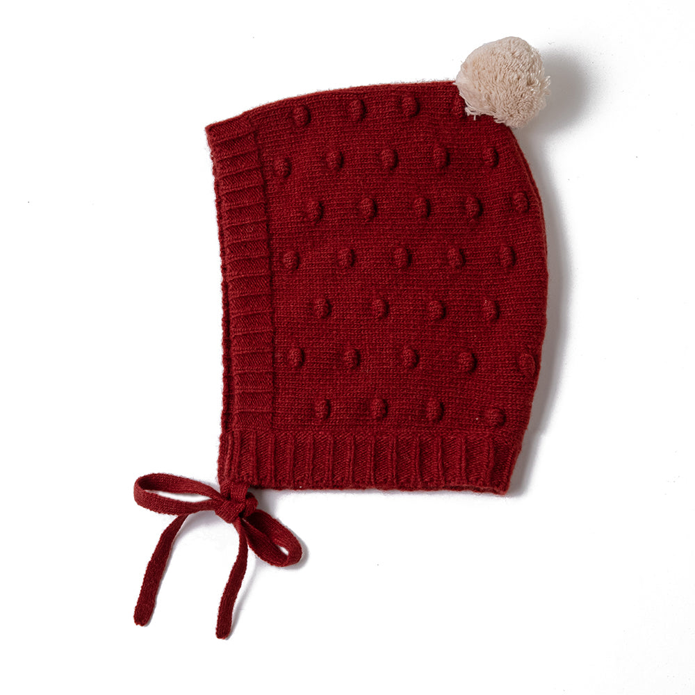 POM POM BONNET/RED