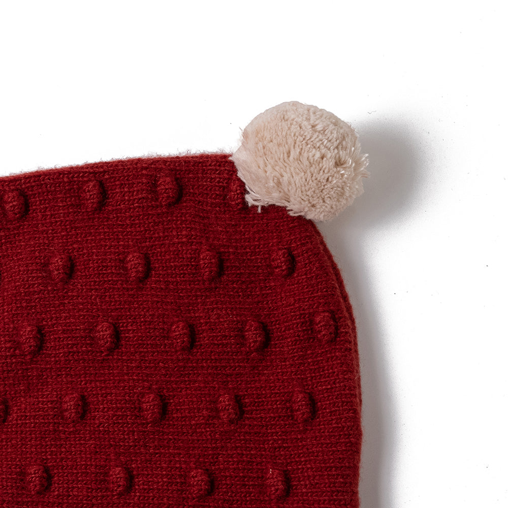POM POM BONNET/RED