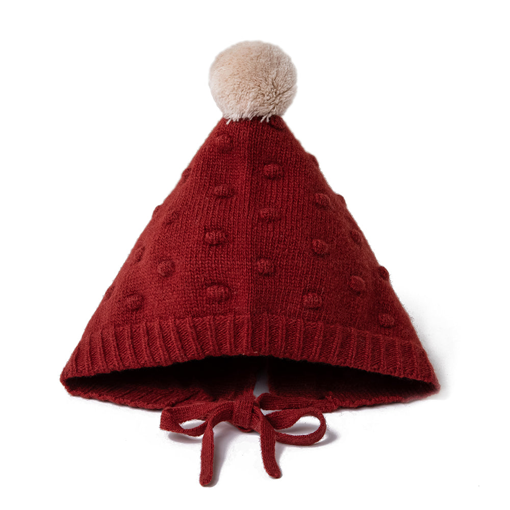 POM POM BONNET/RED