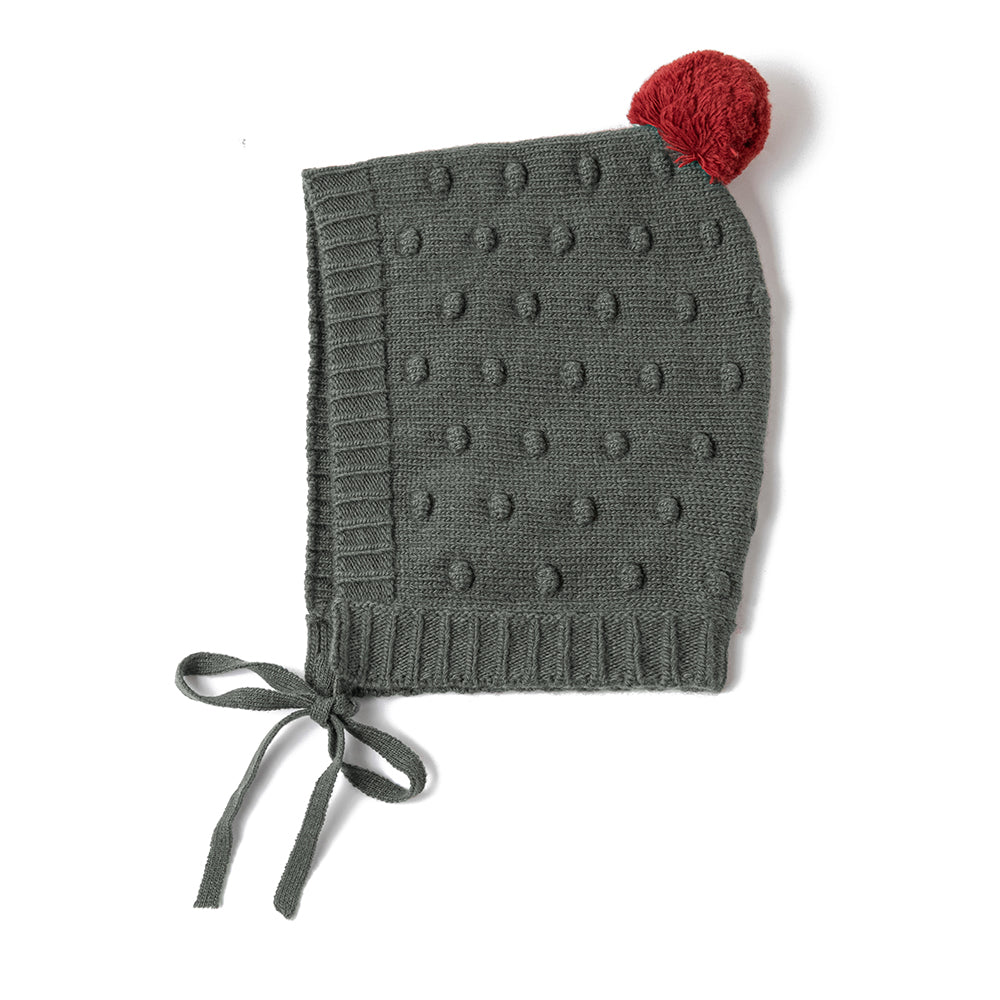 POM POM BONNET/WOOD GREEN
