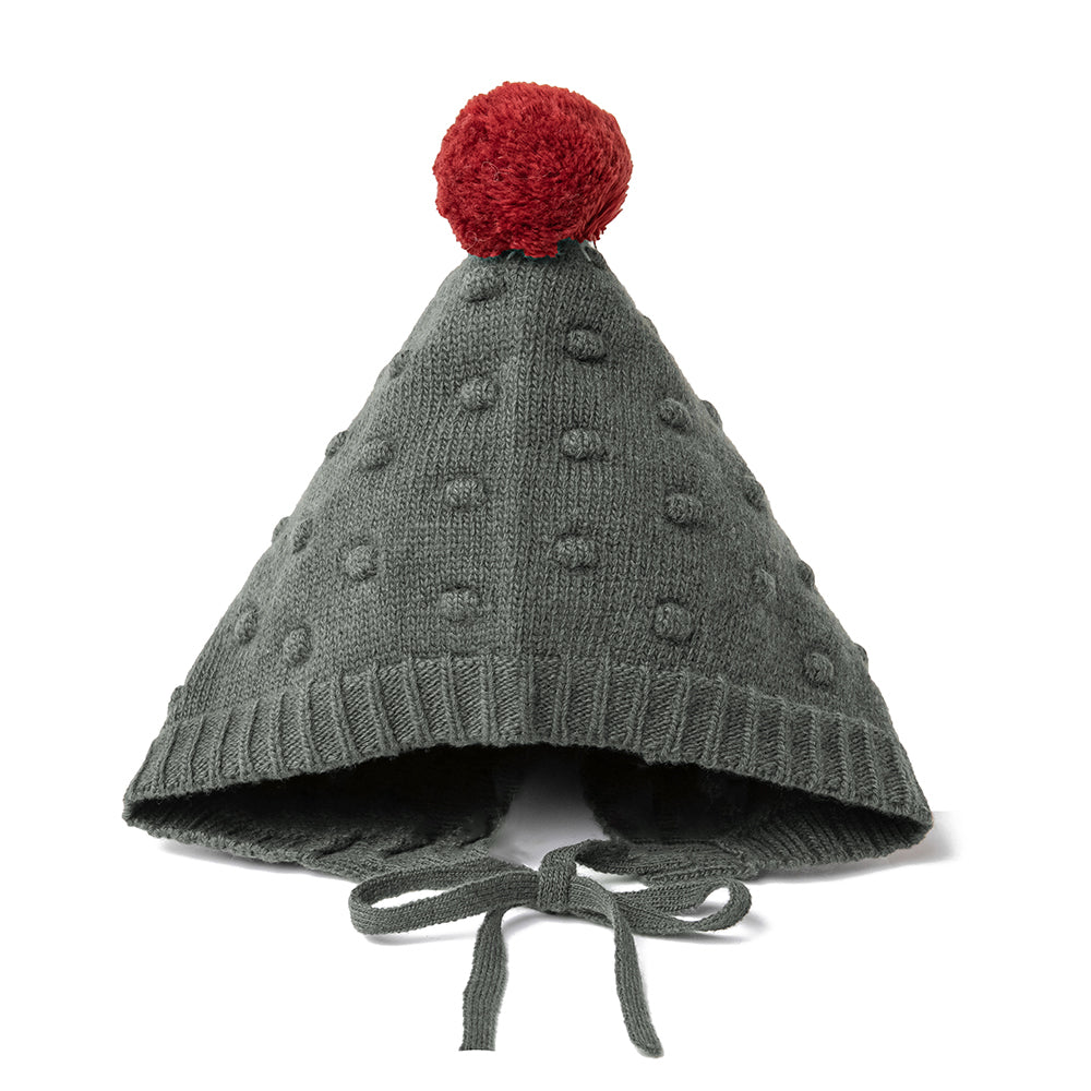 POM POM BONNET/WOOD GREEN