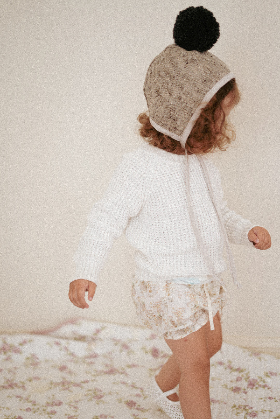 Baby Japanese Wool Winter Bonnet - Marble