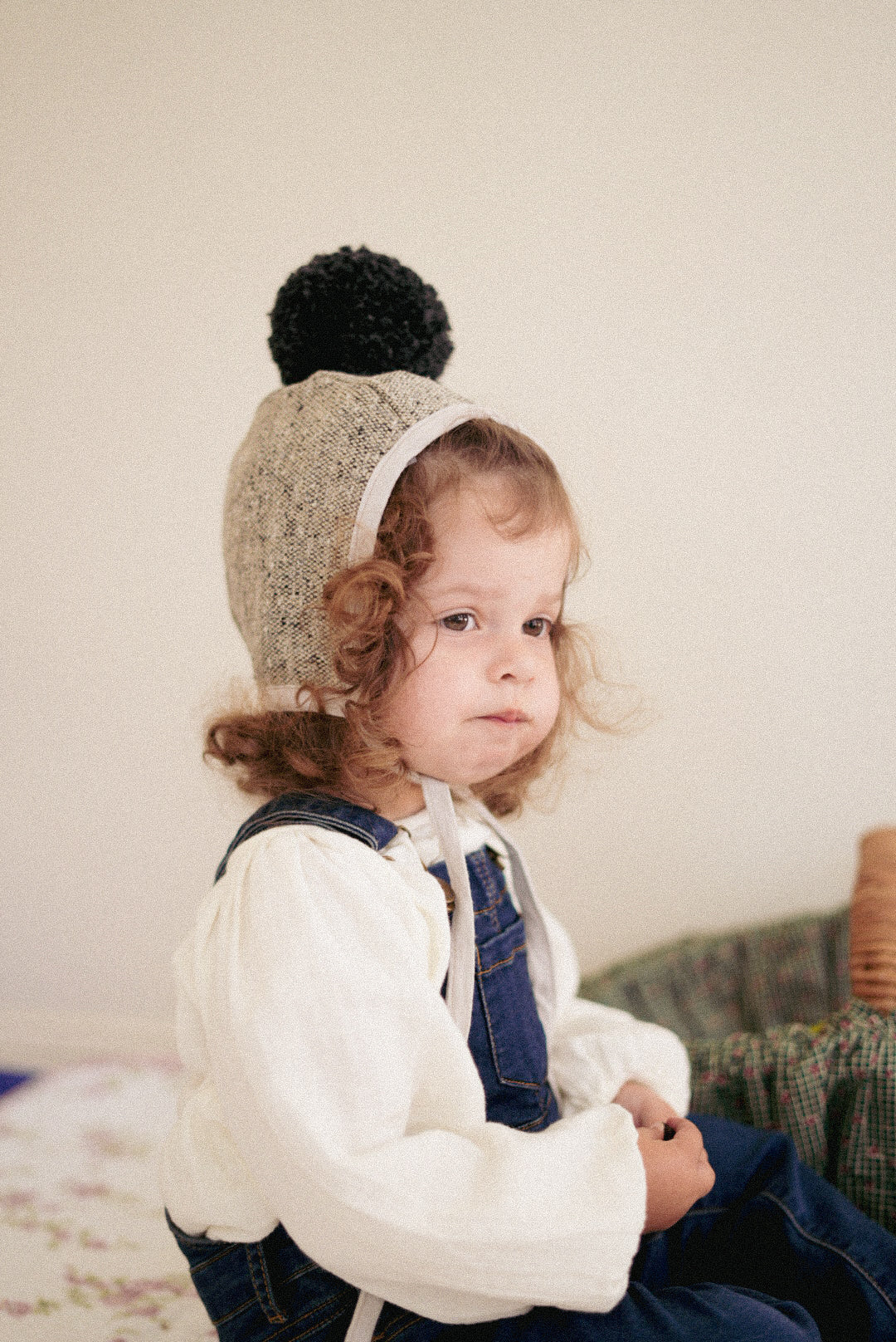 Baby Japanese Wool Winter Bonnet - Marble