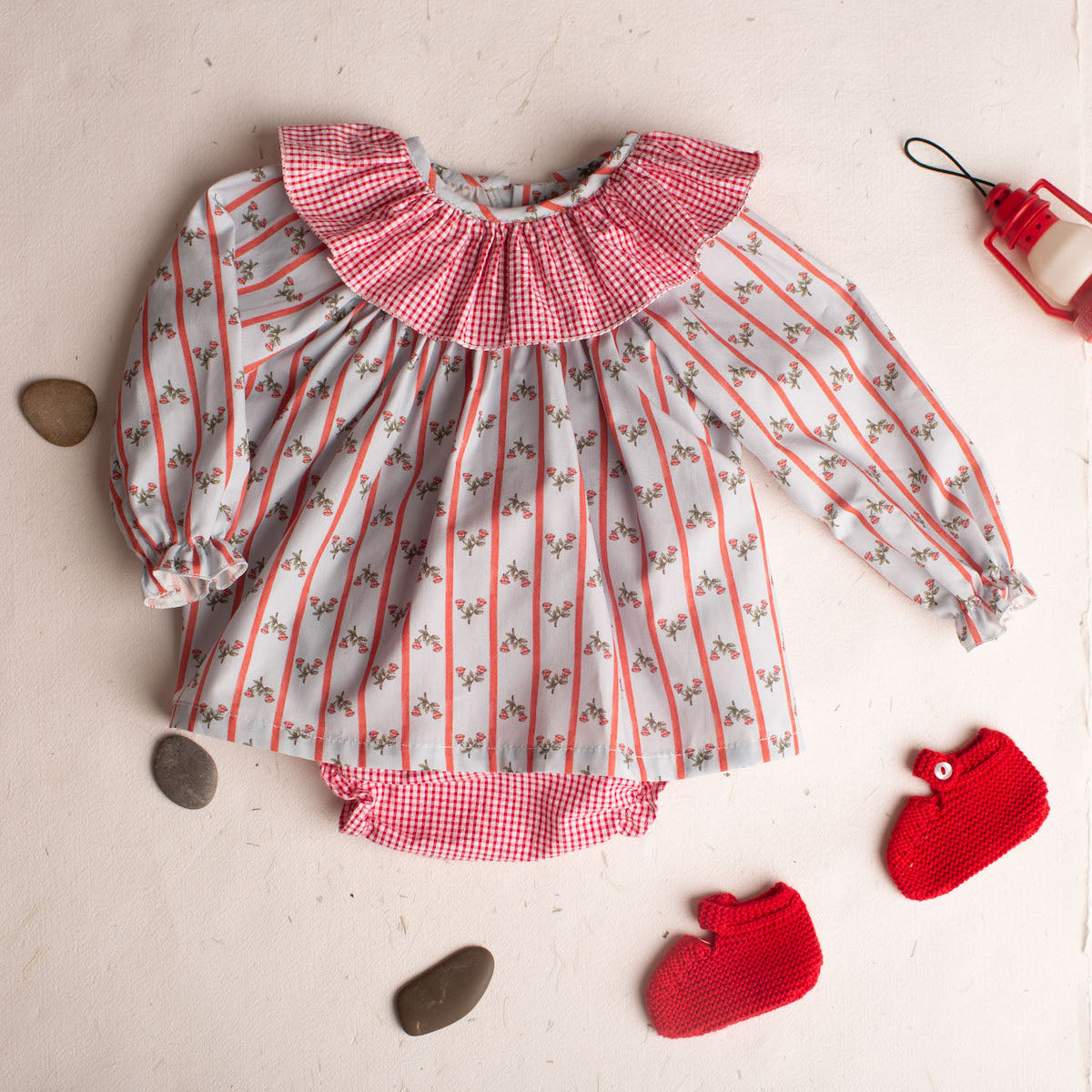 Blue Castores blouse and bloomer set / Jesusito Castores azul