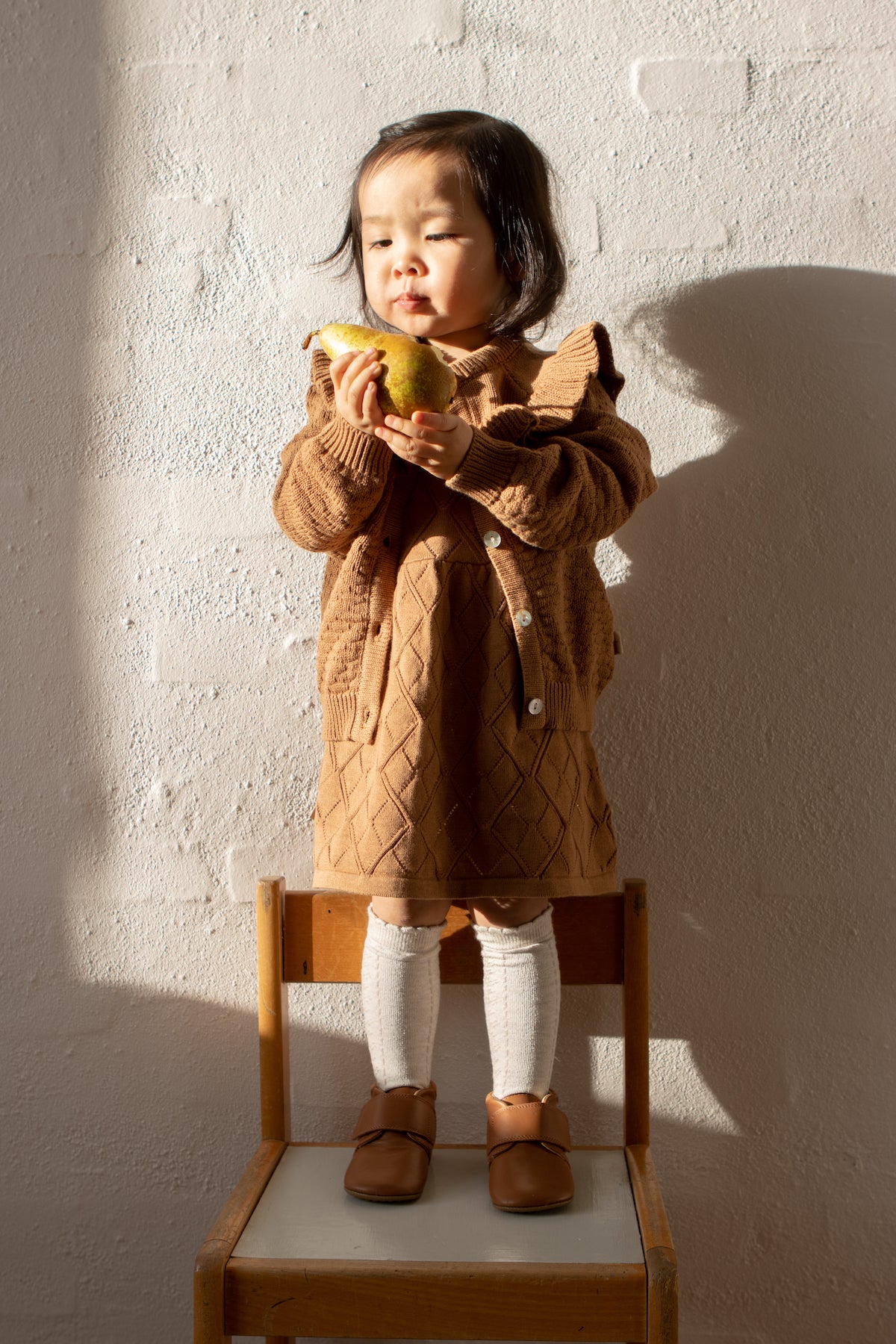 Cardigan Shoulder Frill/Caramel