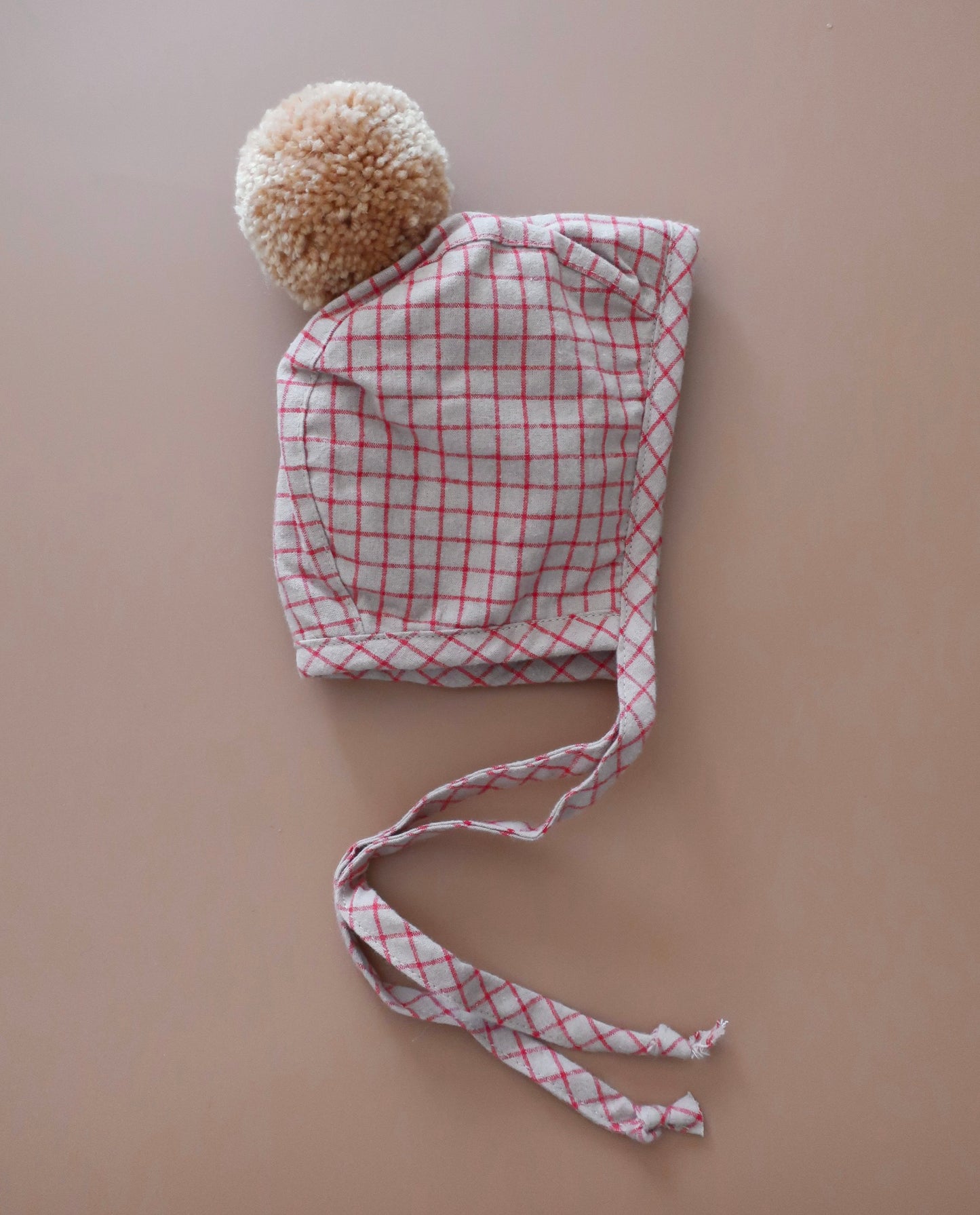 Baby Cotton Wintery Pom Poms Bonnet - Ruby Red