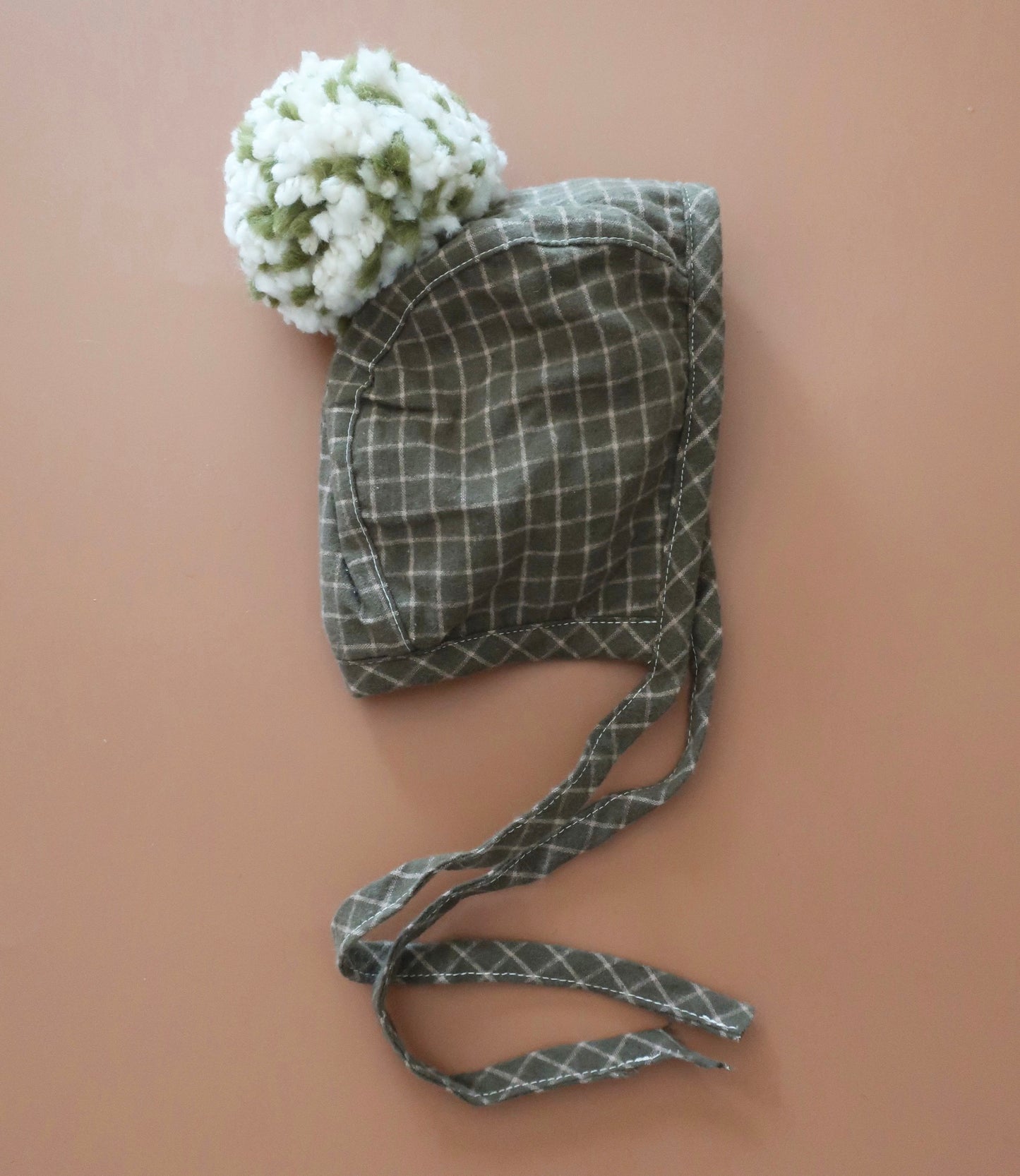 Baby Cotton Wintery Pom Pom Bonnet - Deep Forest