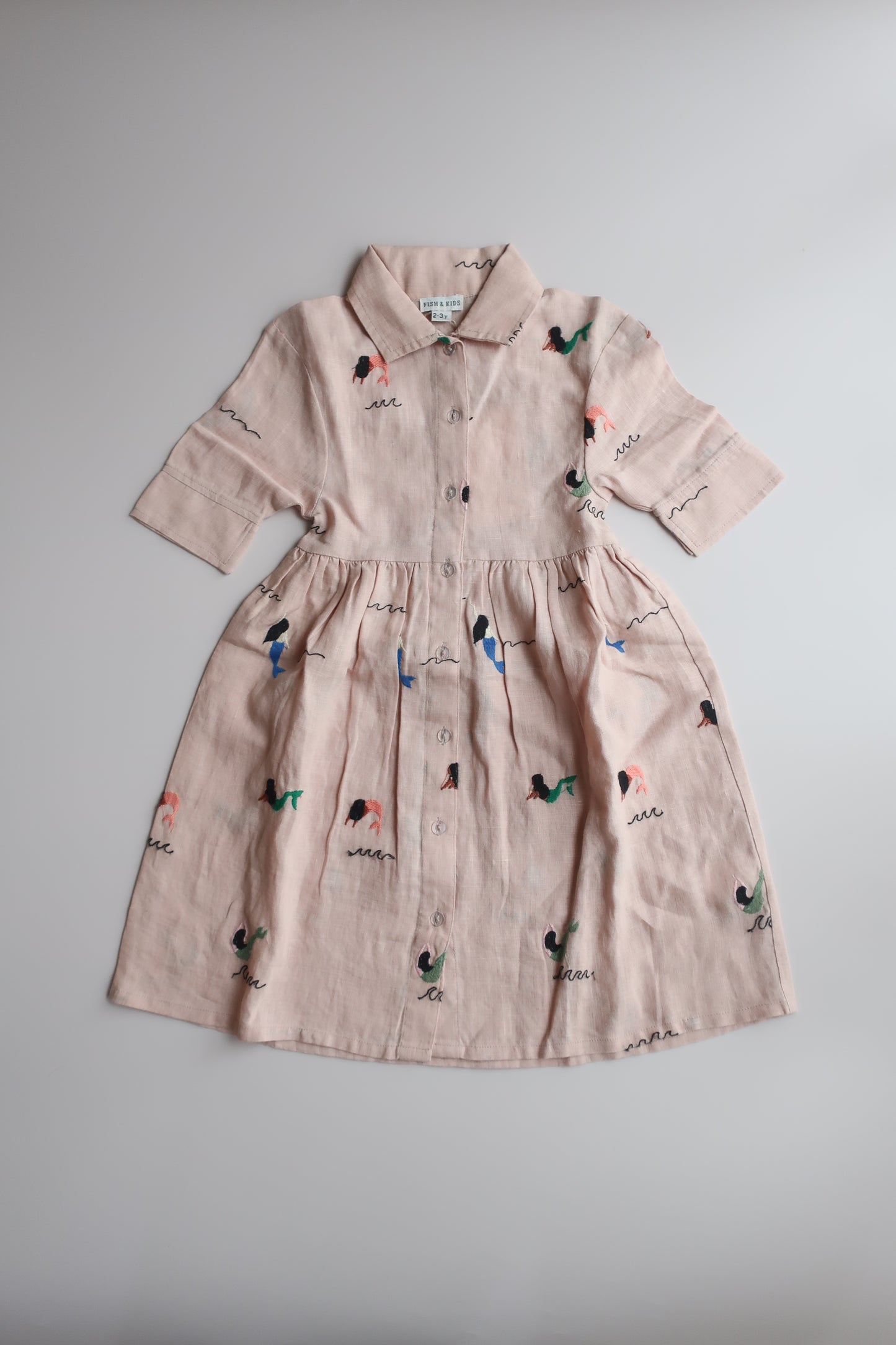 ALLOVER EMBROIDERY MERMAID DRESS/DUSTY PINK