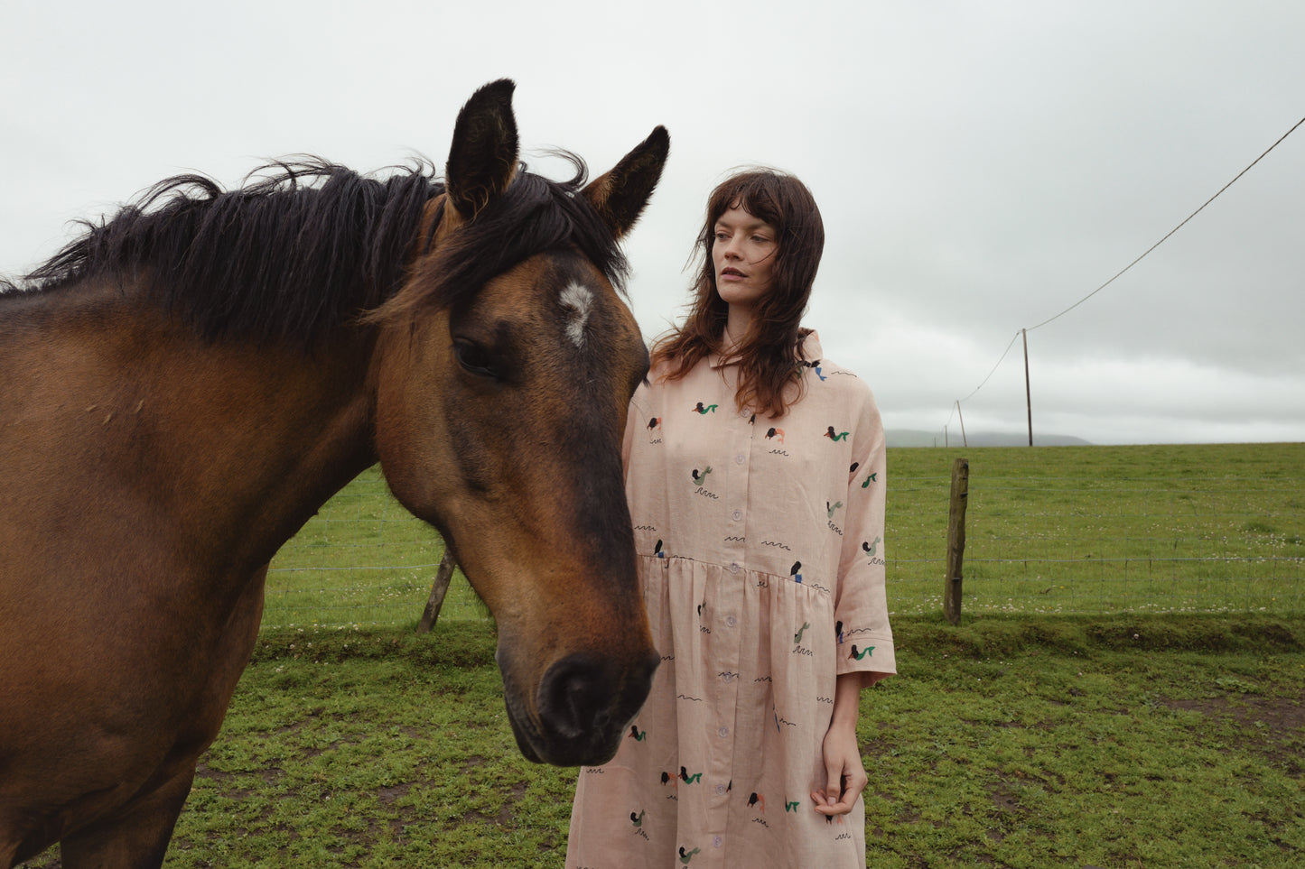 【Only 1 left】ALLOVER EMBROIDERY MERMAID DRESS ADULT/DUSTY PINK