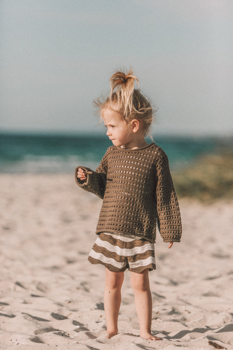 【Only 1 left】Summer Open Knit Pull Over - Mud