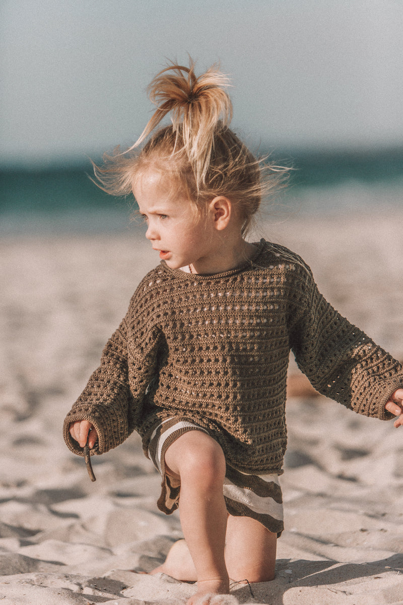 【Only 1 left】Summer Open Knit Pull Over - Mud