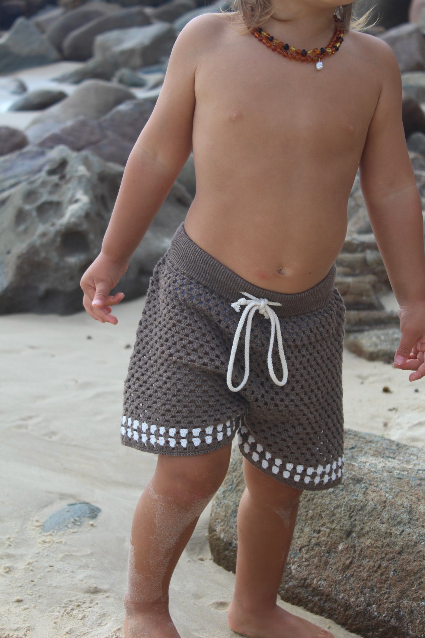 Hand Crochet Shorts - Mud