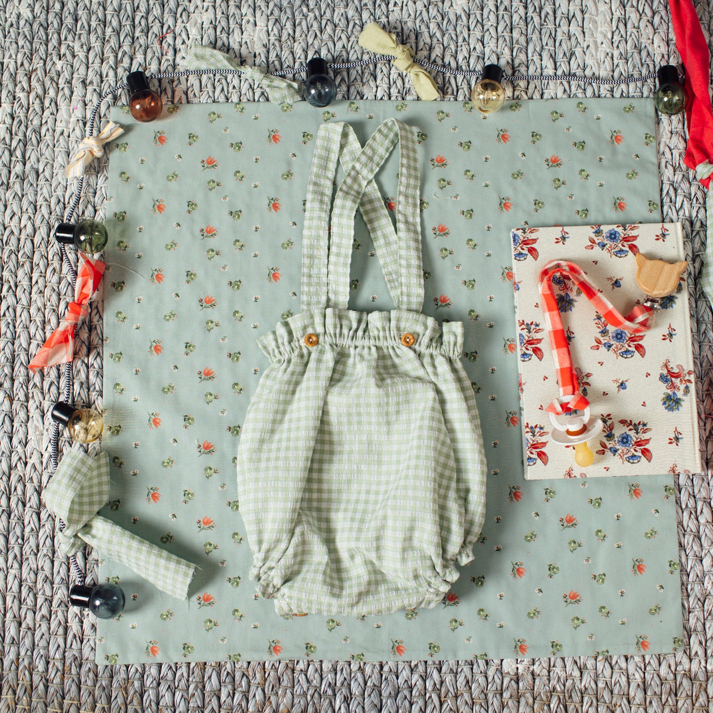 【Only 1 left】Green gingham straps bloomer