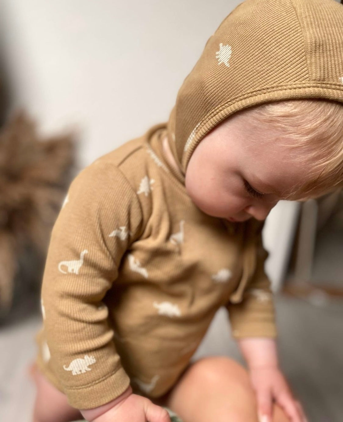 COEUR BABY bonnet/Dinosaur kelp