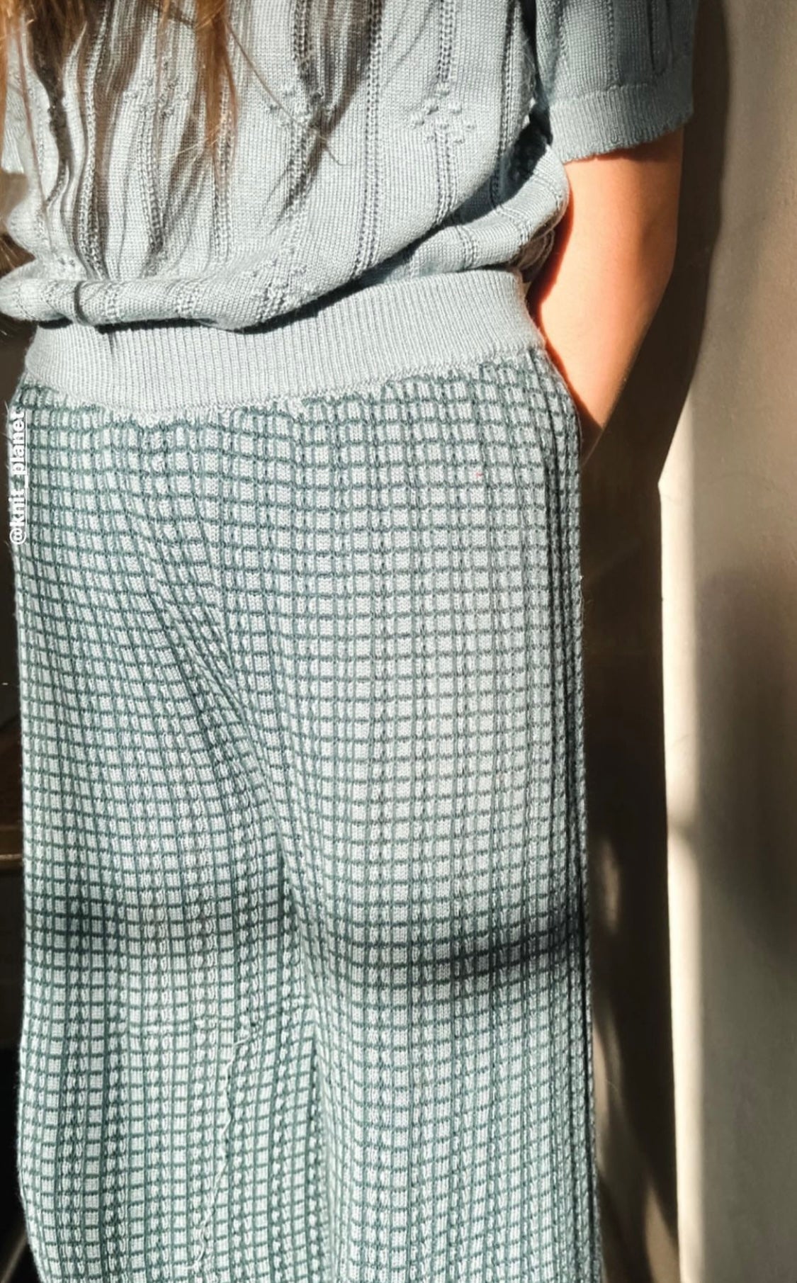 WIDE LEG TROUSERS (ANKLE LENGTH)/NAVY/GREYISH BLUE