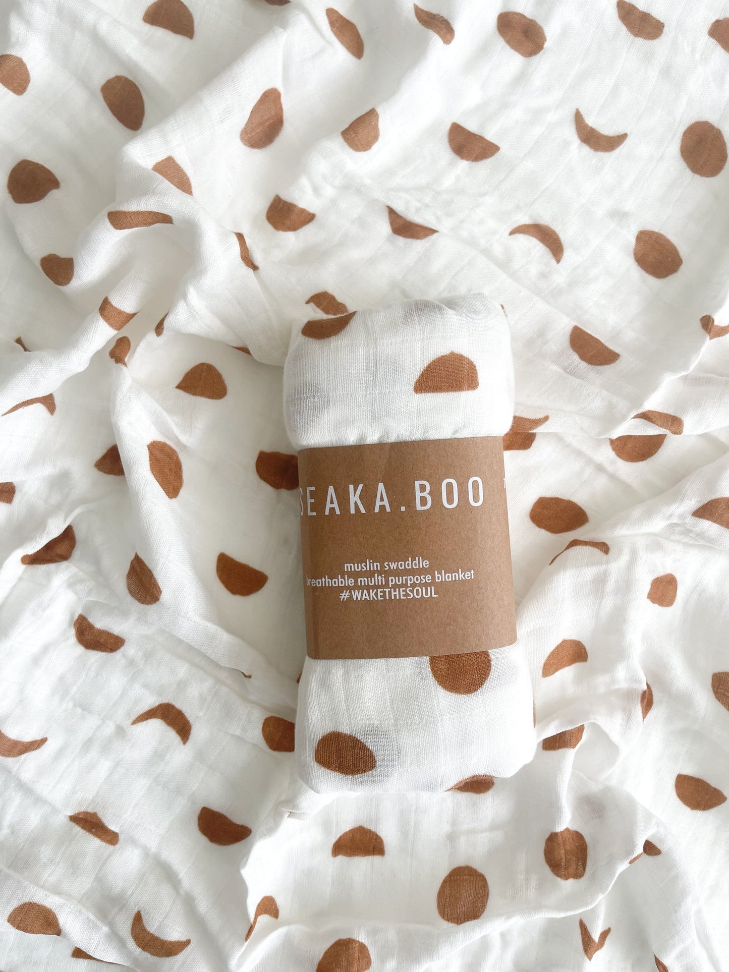 WRAP Bamboo Cotton /Brown Moon Phases (swaddle 2BUY10%OFF)