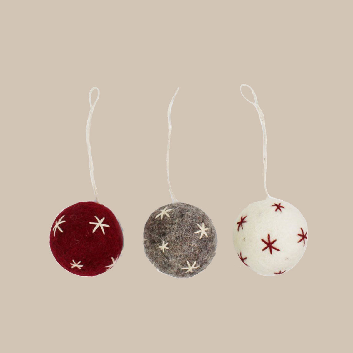 Ball Ornaments w/Stars - Set of 3