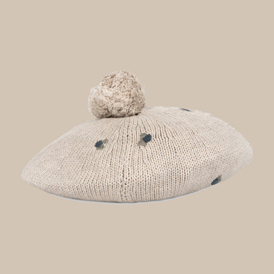 Bibou knitted beret/Pistachio shell melange