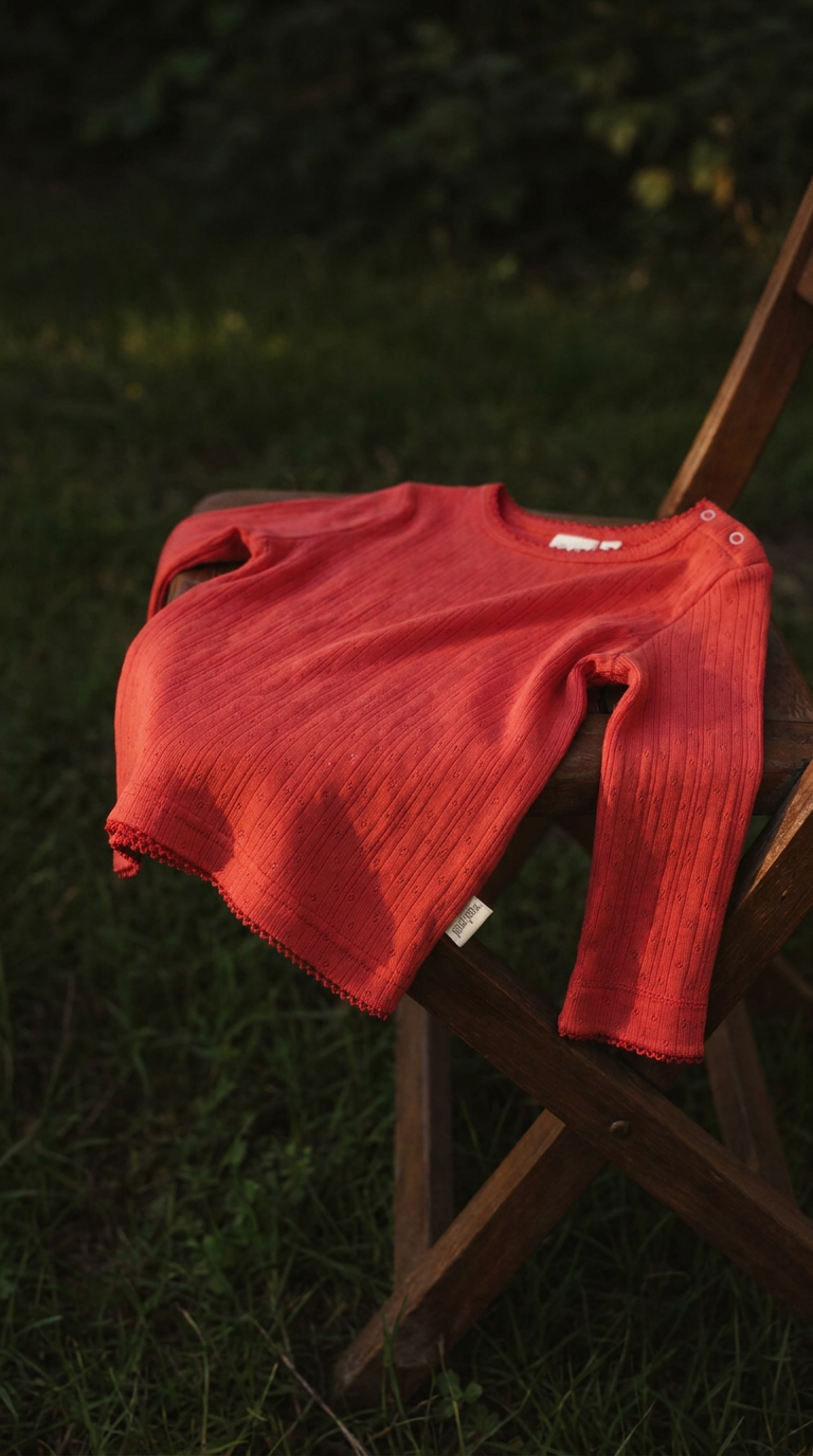 PPSuze L_S Pointelle Baby Tee/Molten Lava Red