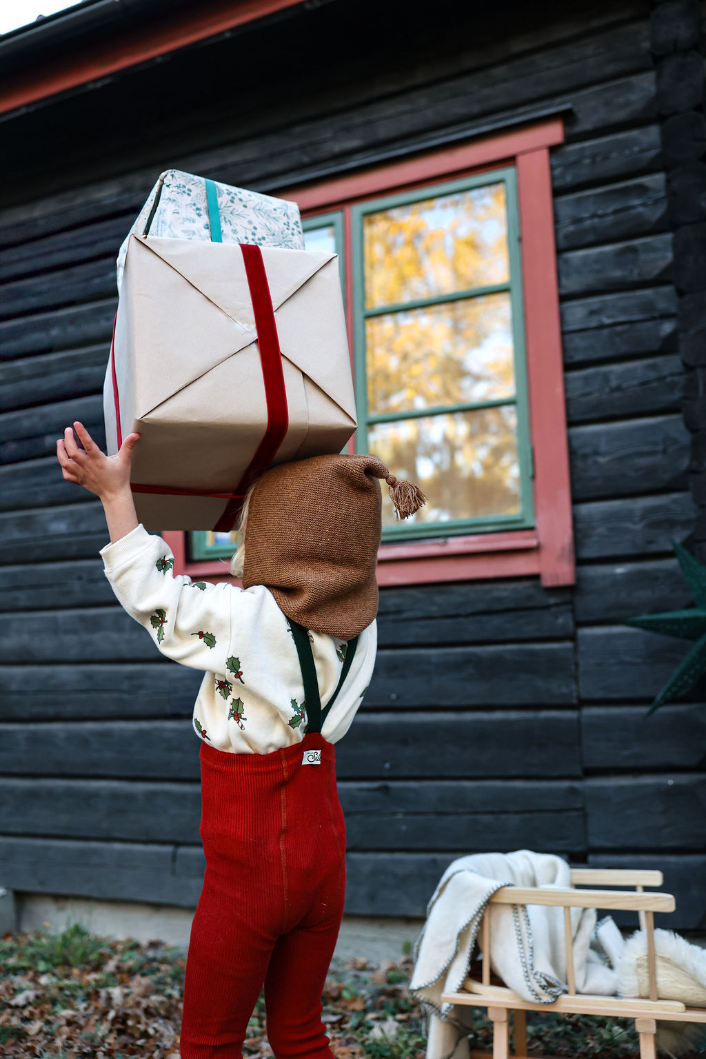 Retro Ribbed Suspender Tights_Maple Leaf x Dark Forest Green