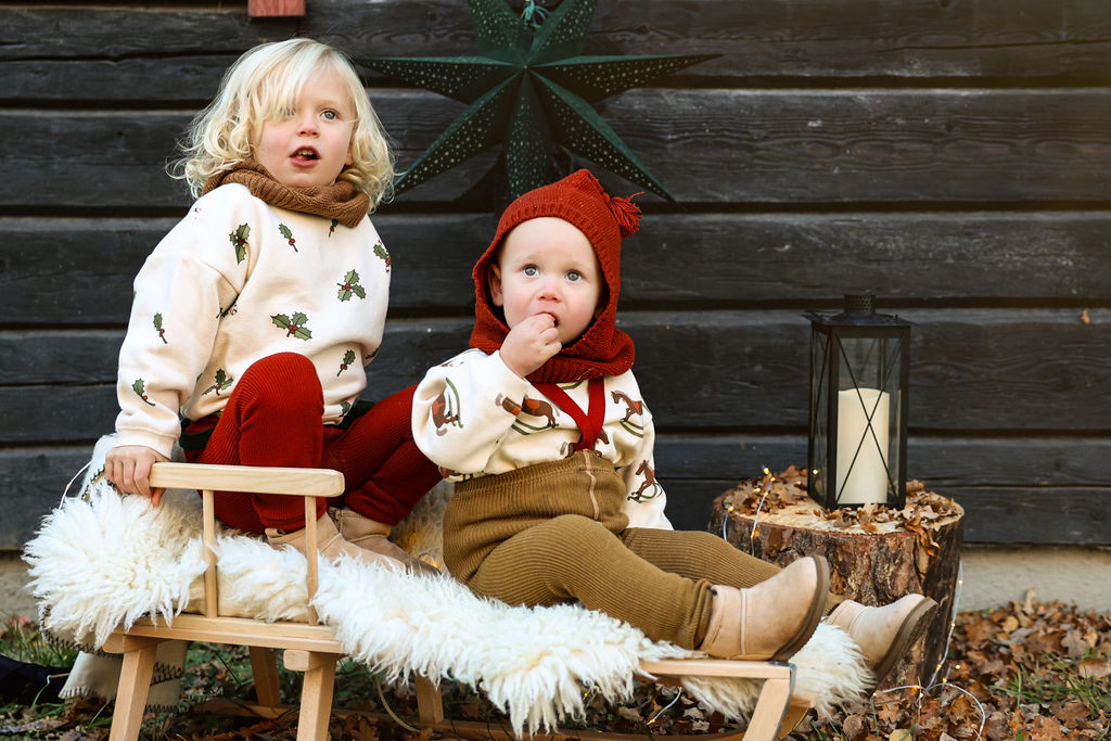 Retro Ribbed Suspender Footless_Maple Leaf x Dark Forest Green