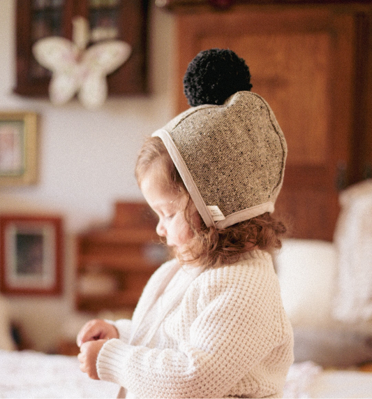 Baby Japanese Wool Winter Bonnet - Marble