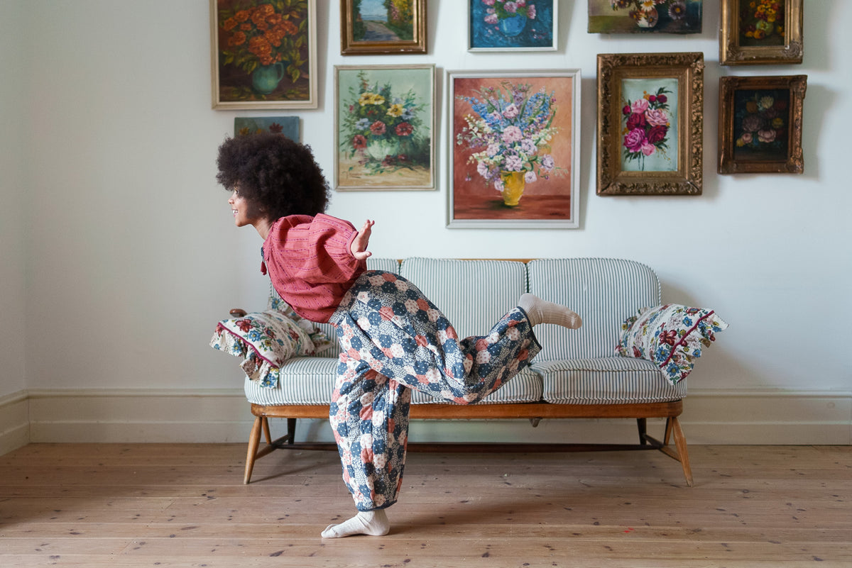 Quilted Trousers/Patchwork Floral