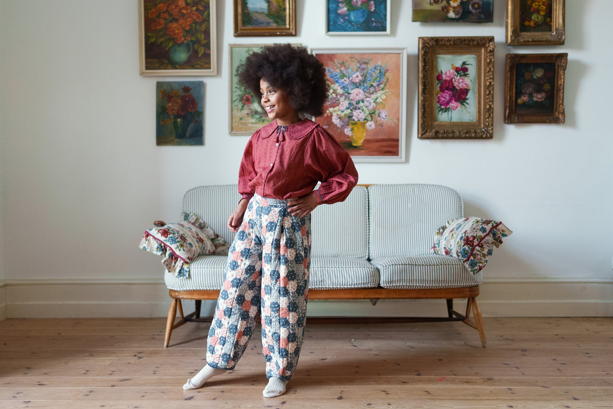 Quilted Trousers/Patchwork Floral