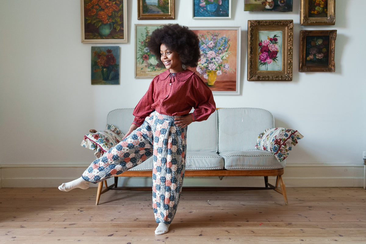 Quilted Trousers/Patchwork Floral