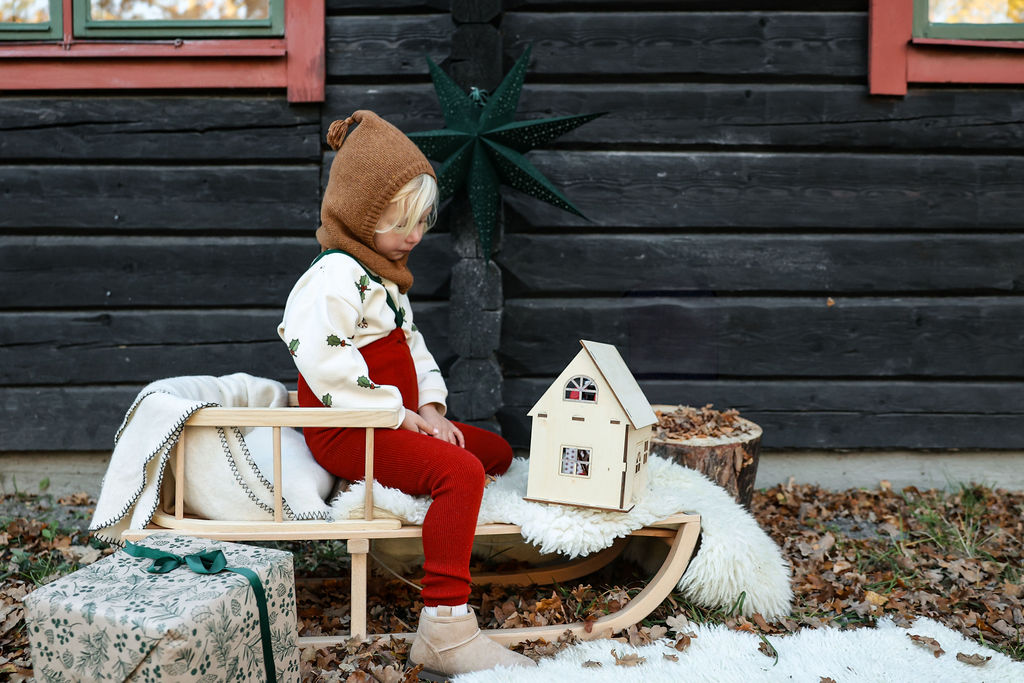 Retro Ribbed Suspender Footless_Maple Leaf x Dark Forest Green