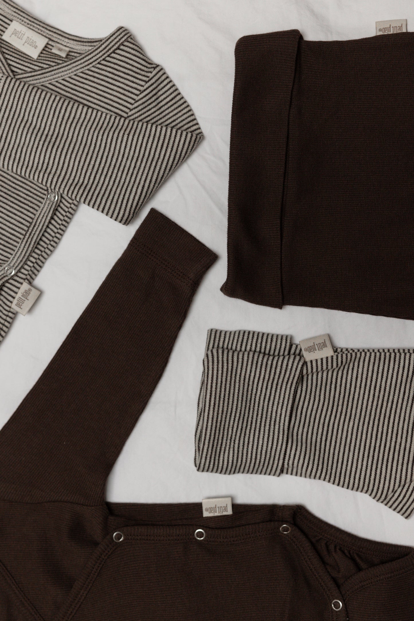 PPDian fold Baby leggings stripe NB NOOS/Coffee Bean/Dark Off White
