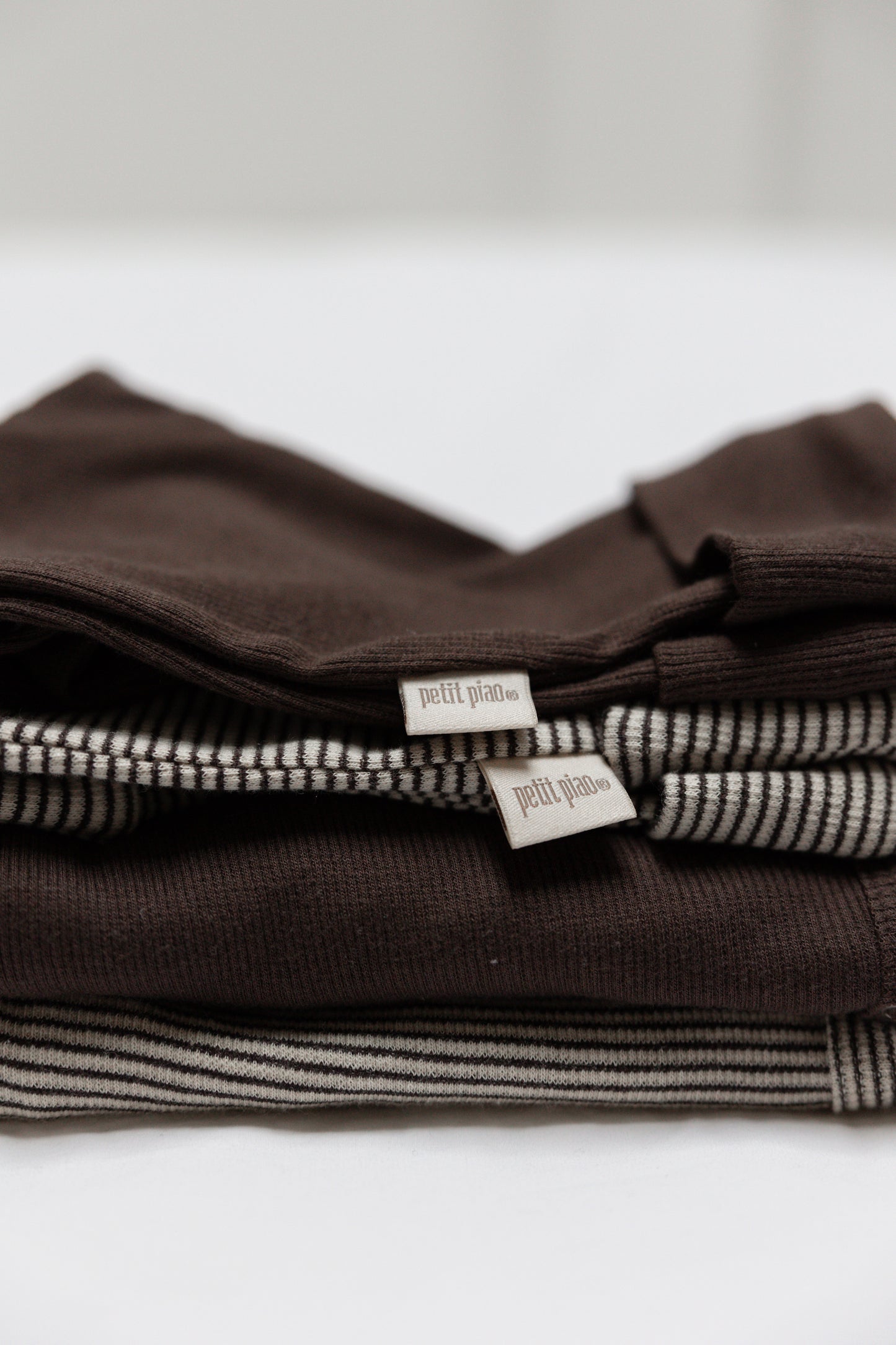 PPDian Baby Body L/S fold over stripe NB NOOS/Coffee Bean/Dark Off White