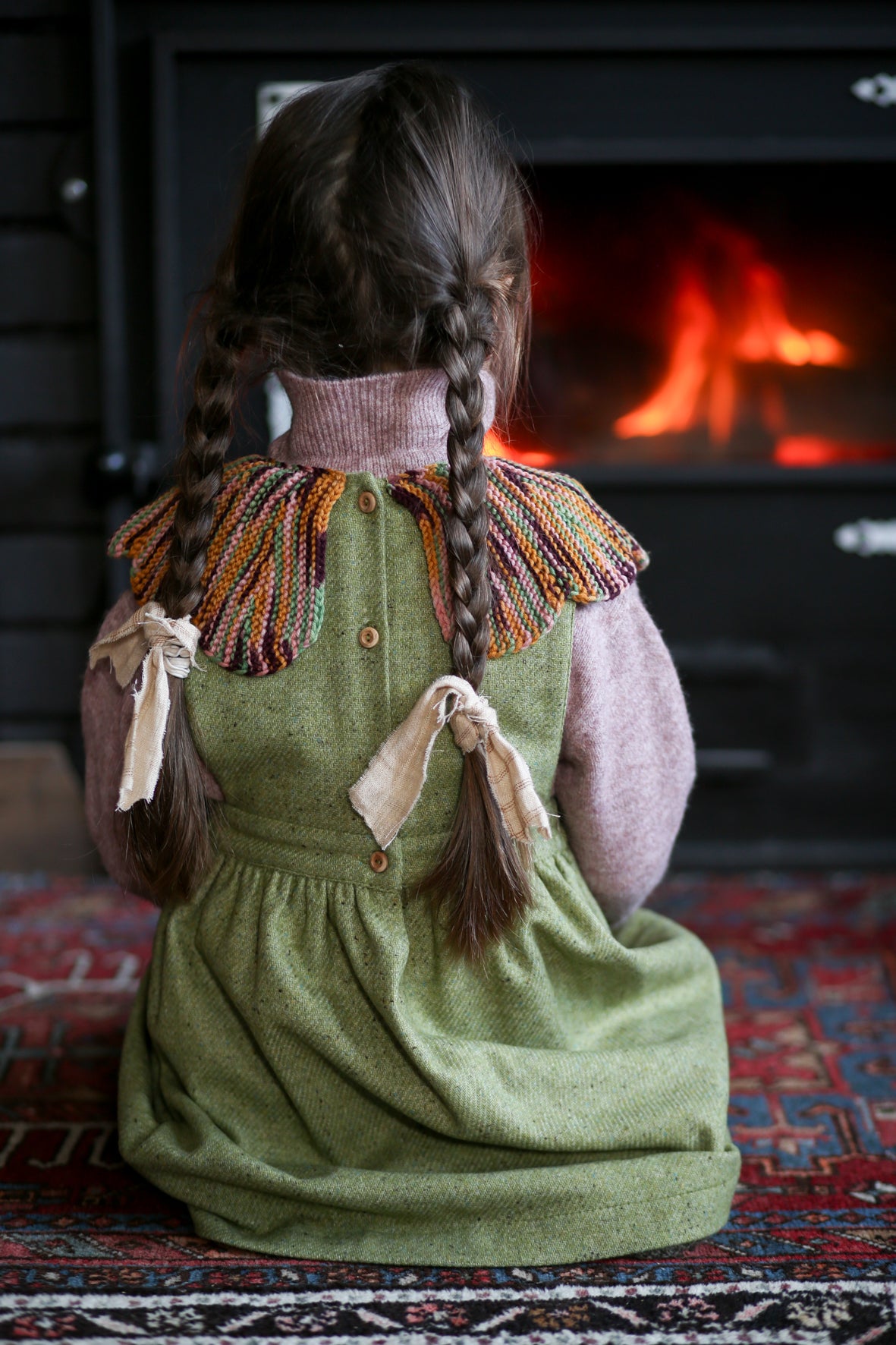 kalinka カリンカ ワンピース 2y kalinka kids Cordelia Pinafore/Dried Moss カリンカキッズ