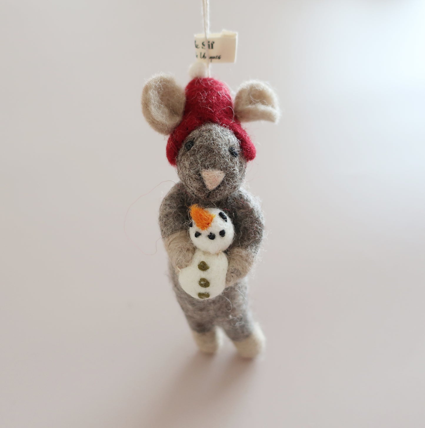 Grey Mouse w/Snowman