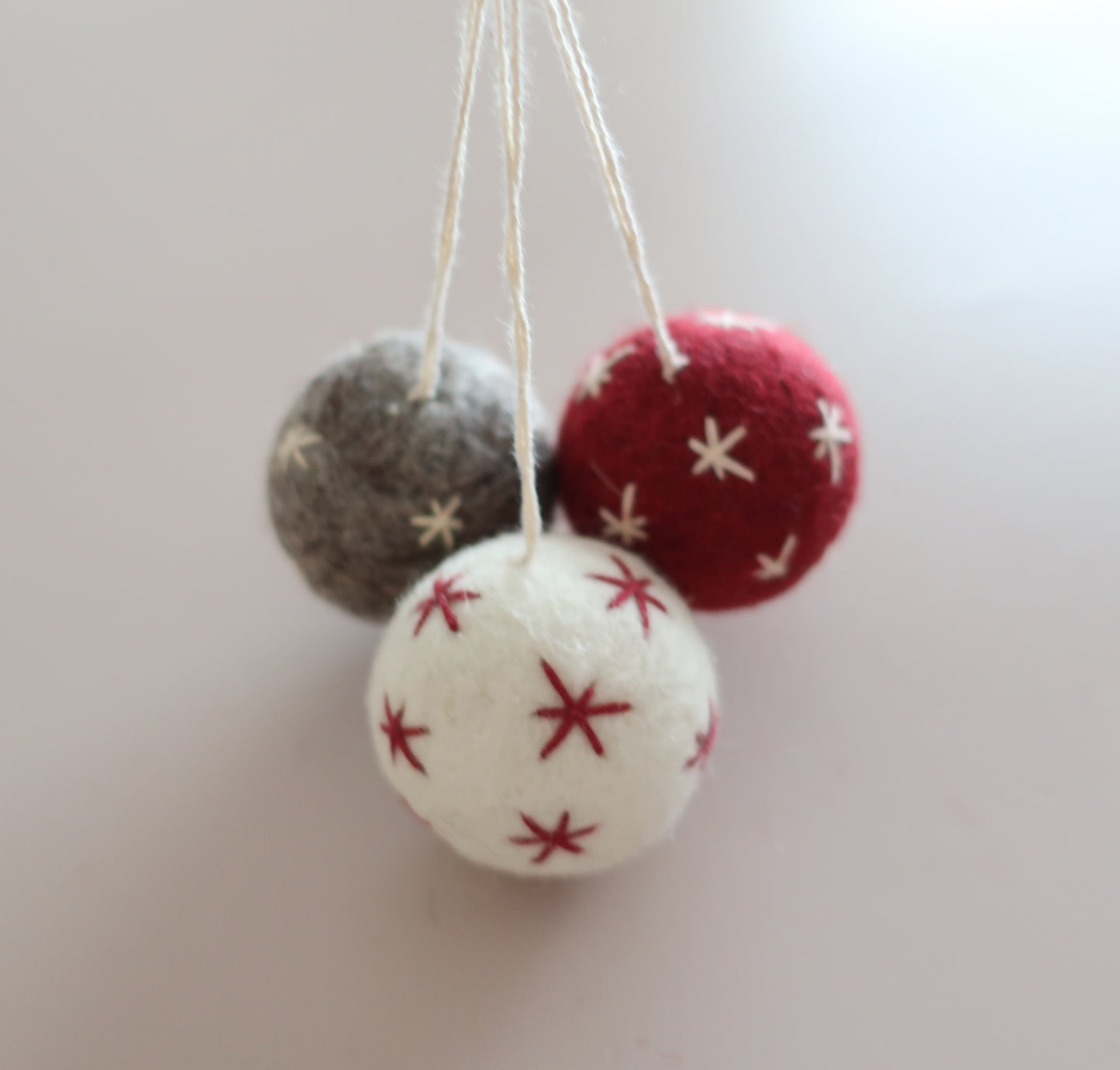 Ball Ornaments w/Stars - Set of 3