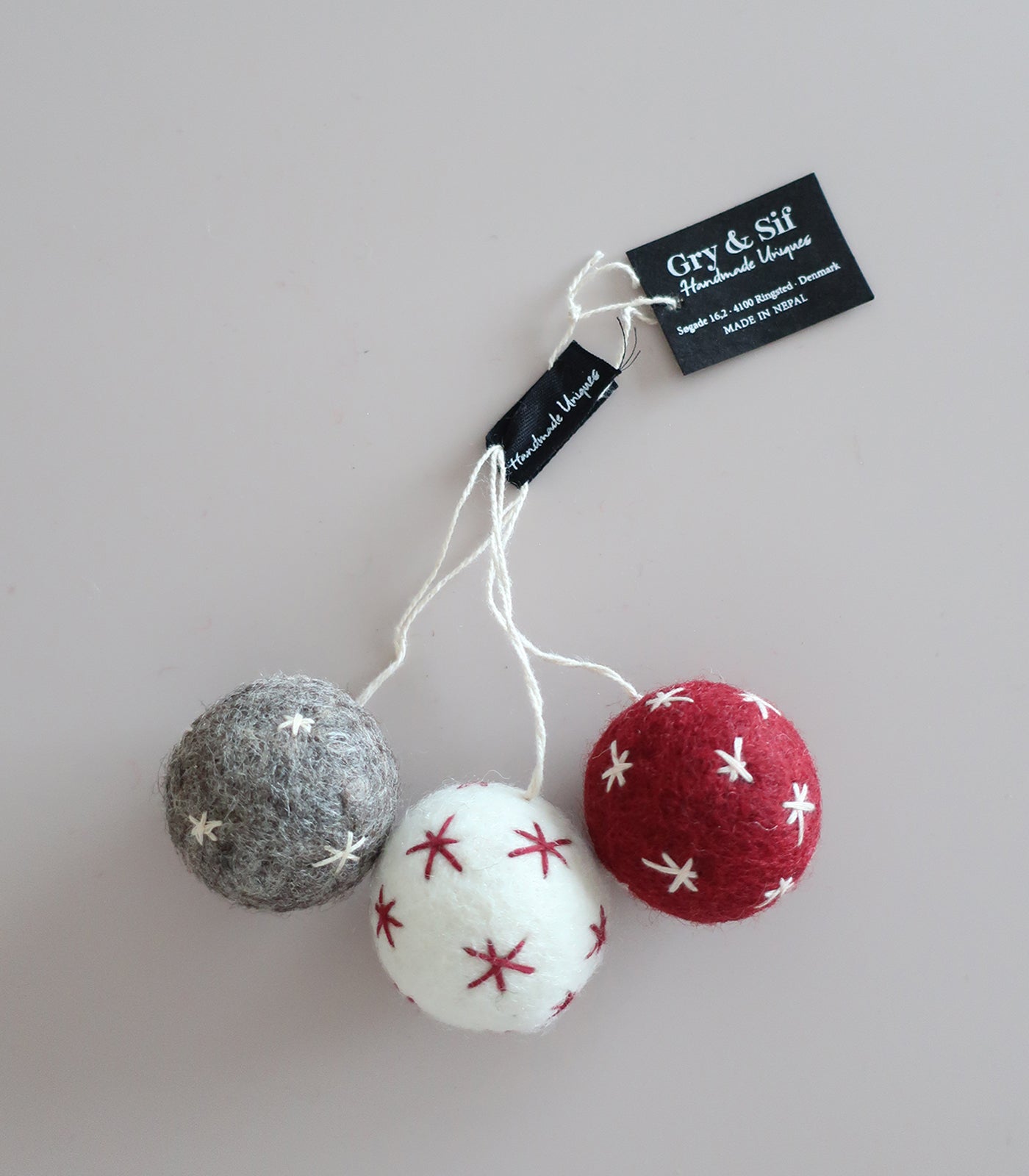 Ball Ornaments w/Stars - Set of 3