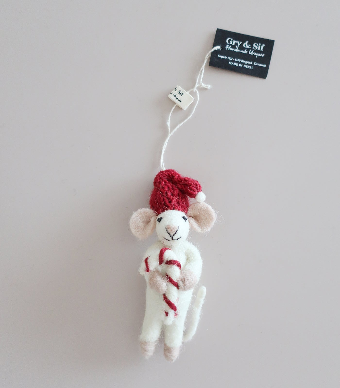 White Mouse w/Candy Cane