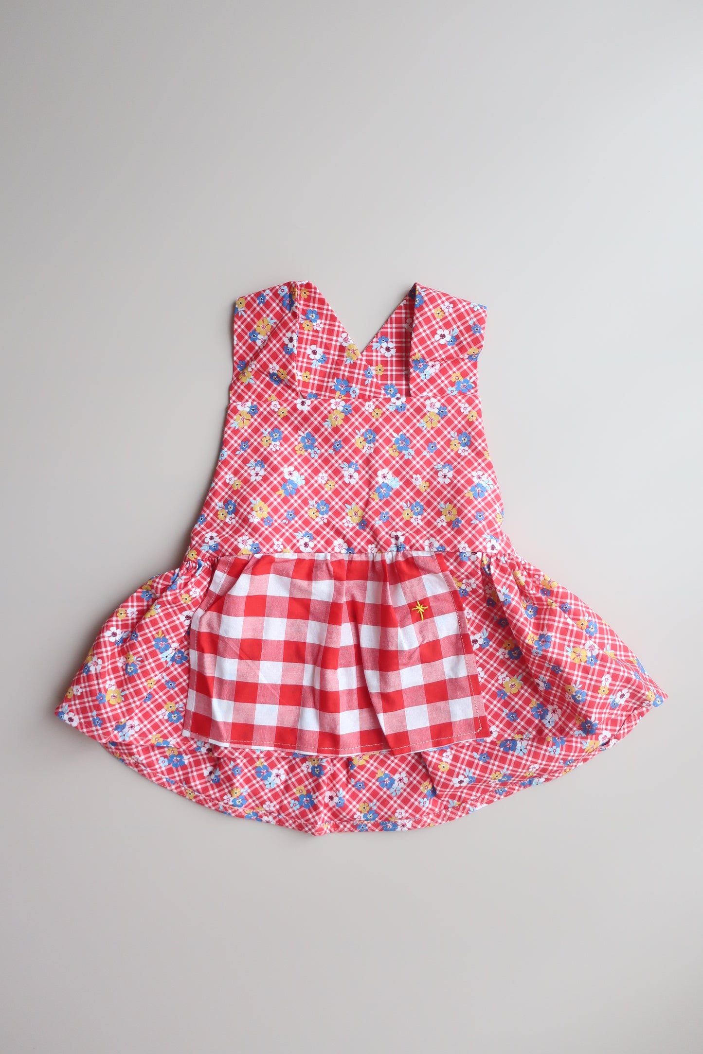 Bandana,Apron,pants 3Set/Red Floral