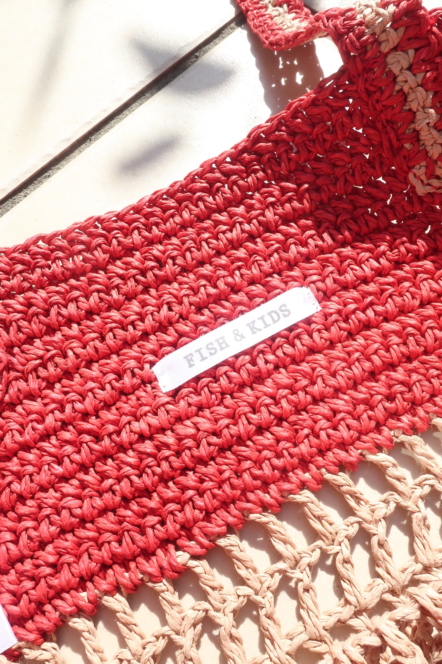 【Only 1 left】FISH & KIDS BEACH BAG/ECRU AND RED