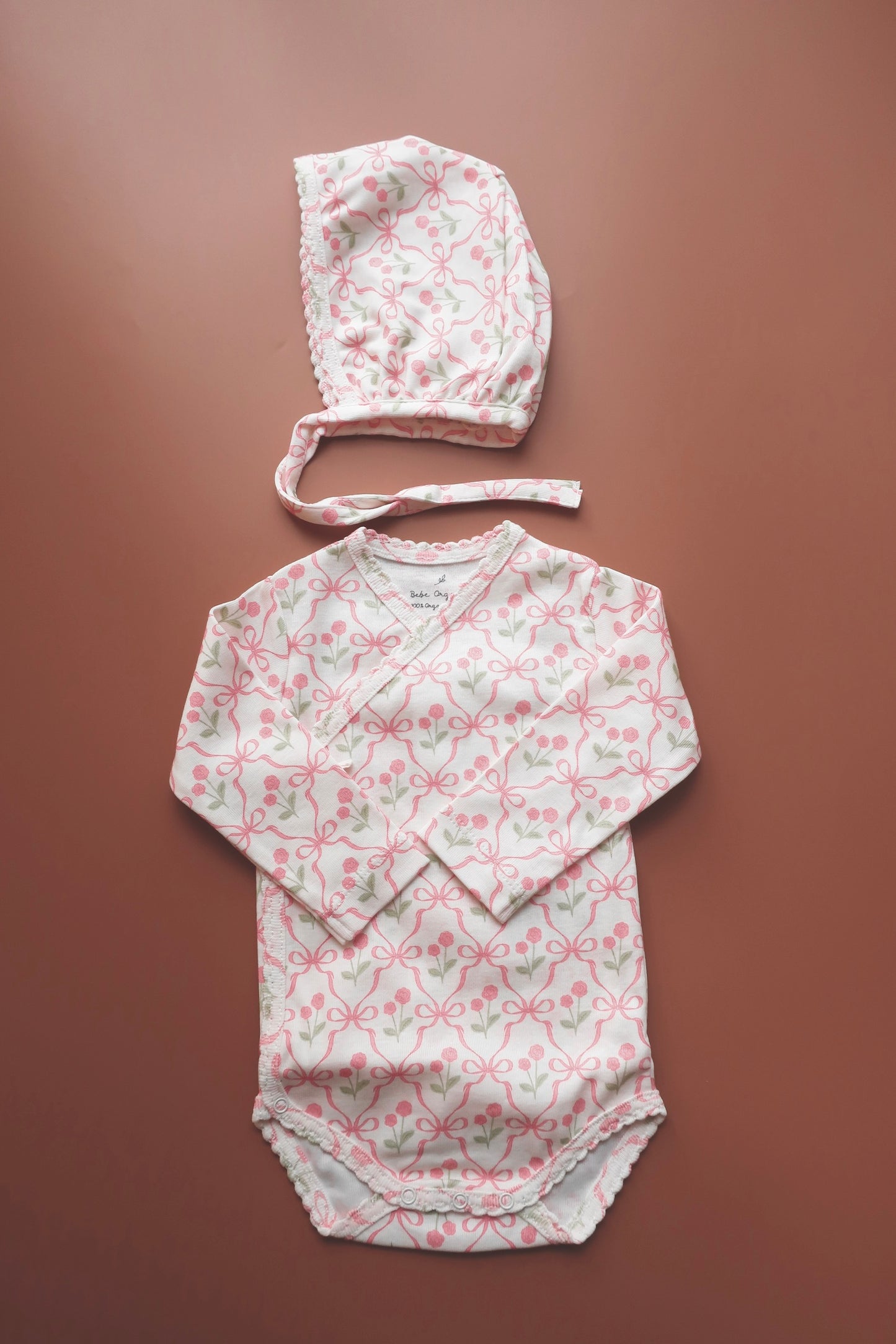 Blossom Wrap Onesie/Geometric Bows
