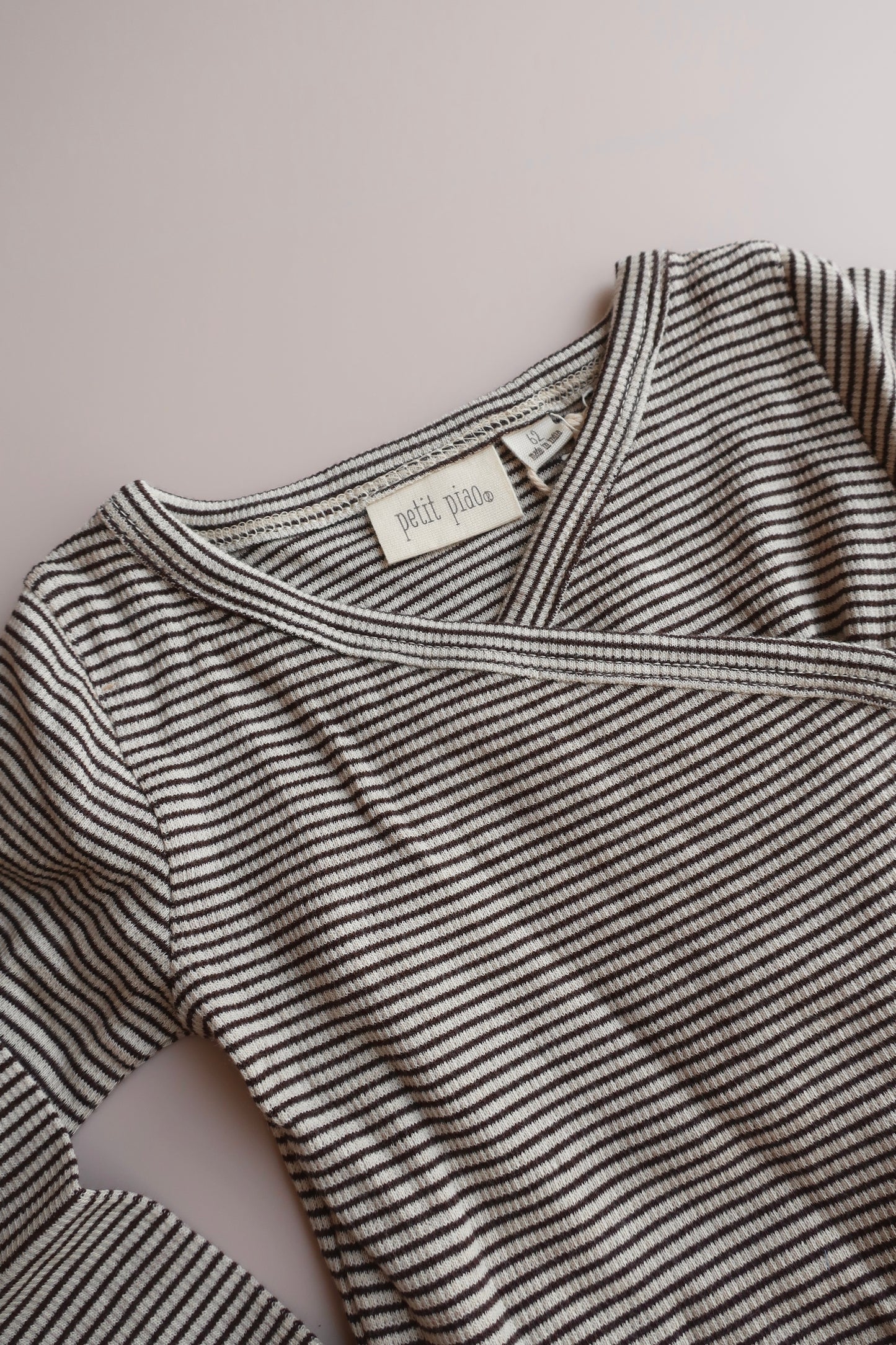 PPDian Baby Body L/S fold over stripe NB NOOS/Coffee Bean/Dark Off White