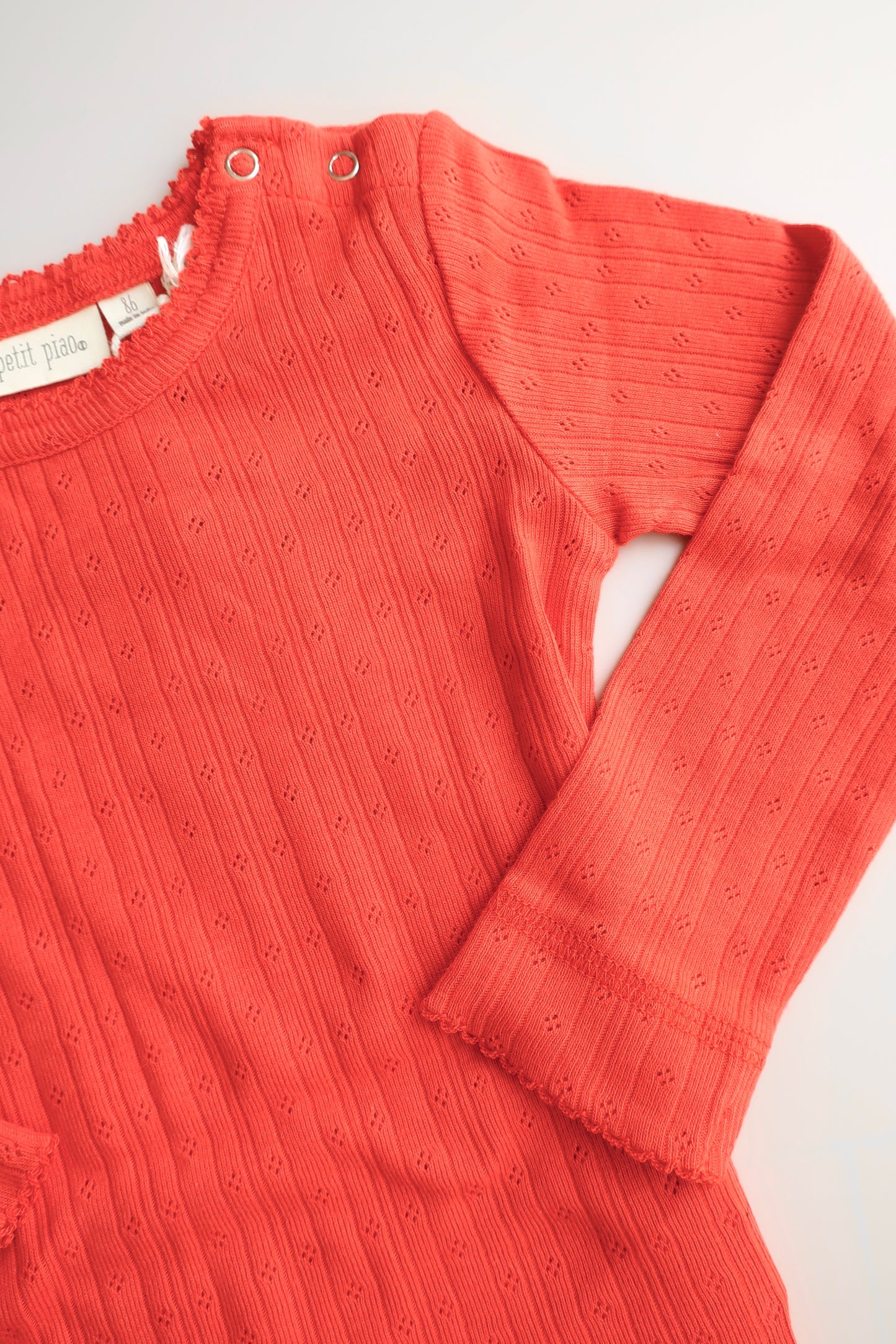 PPSuze L_S Pointelle Baby Tee/Molten Lava Red