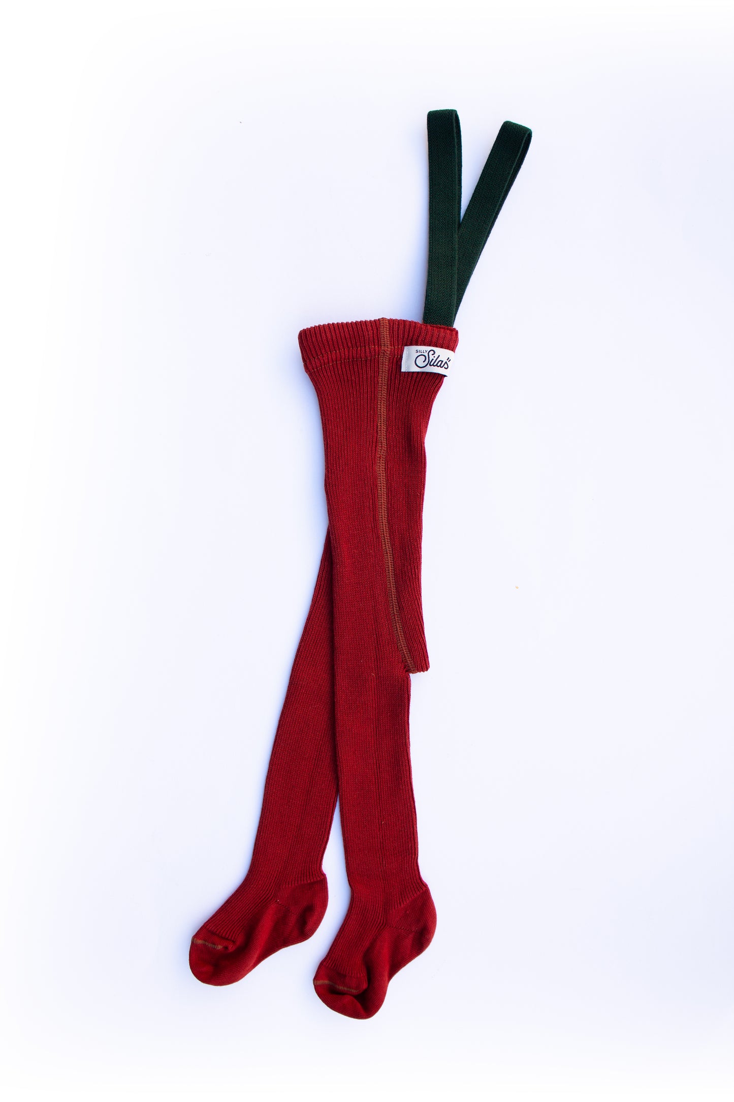 Retro Ribbed Suspender Tights_Maple Leaf x Dark Forest Green