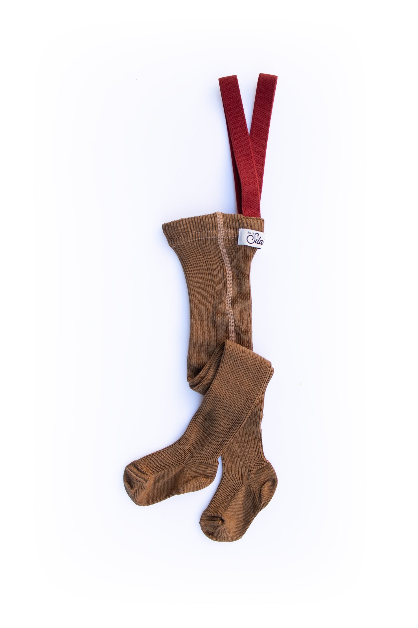 Retro Ribbed Suspender Tights_Acorn Brown x Maple Leaf