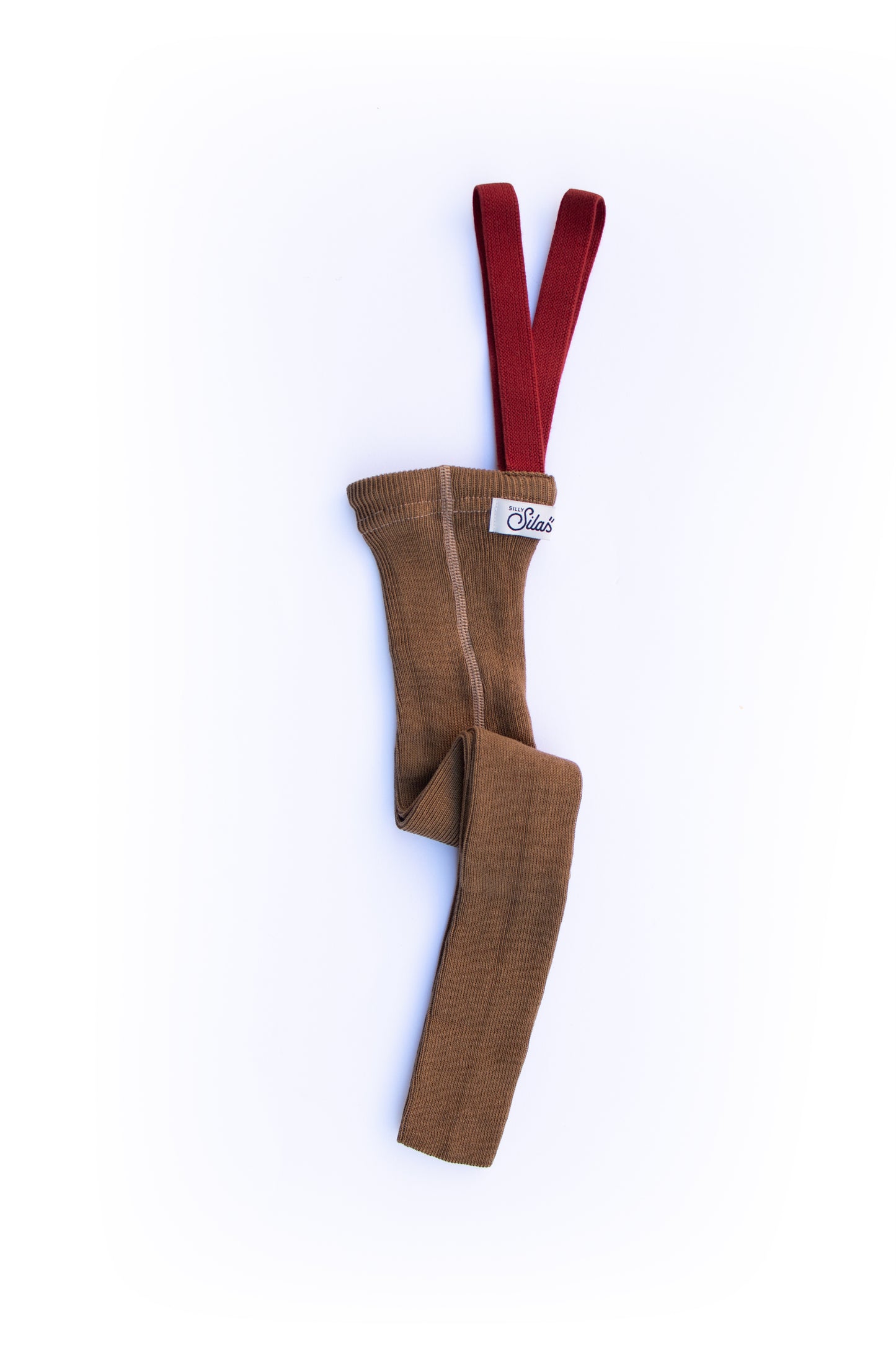 Retro Ribbed Suspender Footless_Acorn Brown × Maple Leaf