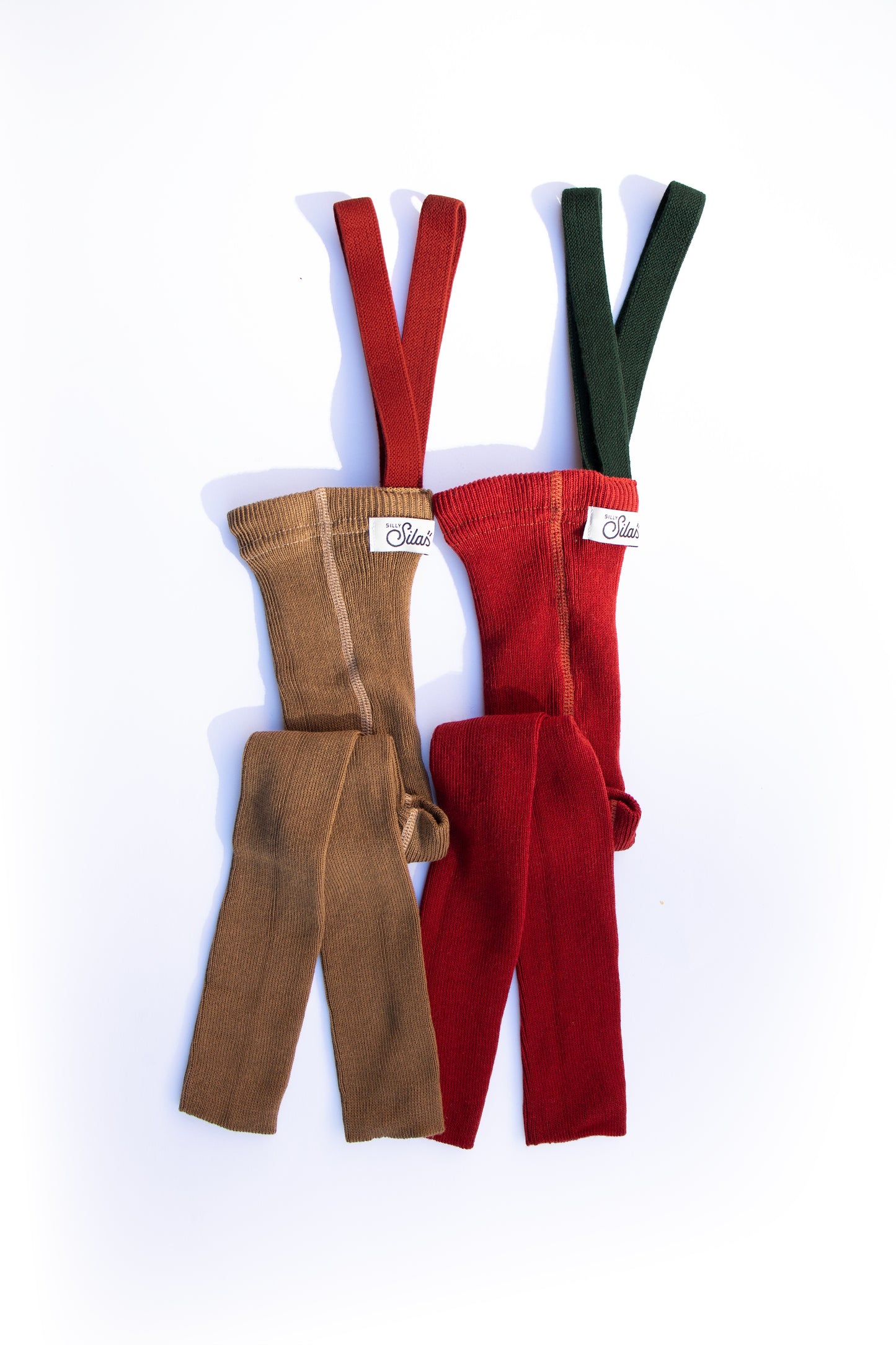 Retro Ribbed Suspender Footless_Maple Leaf x Dark Forest Green