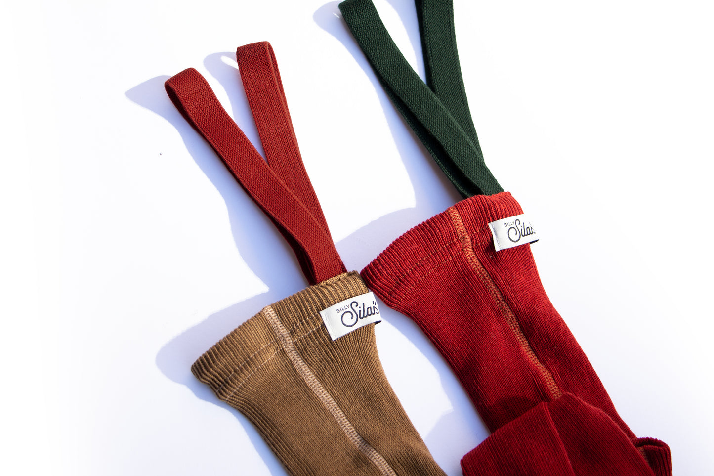 Retro Ribbed Suspender Footless_Acorn Brown × Maple Leaf